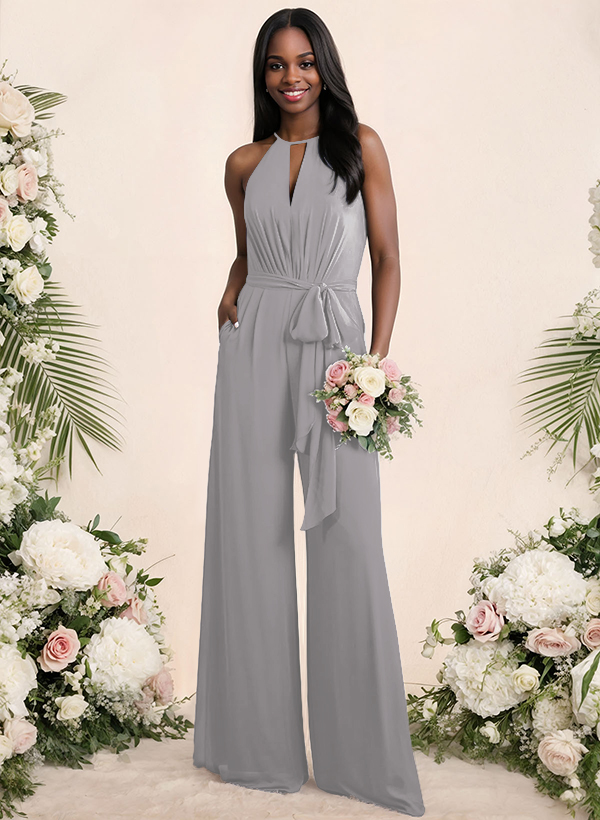 Jumpsuit/Pantsuit Elegant Bridesmaid Dresses With Sash, product image 60