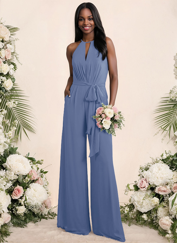Jumpsuit/Pantsuit Elegant Bridesmaid Dresses With Sash, product image 7