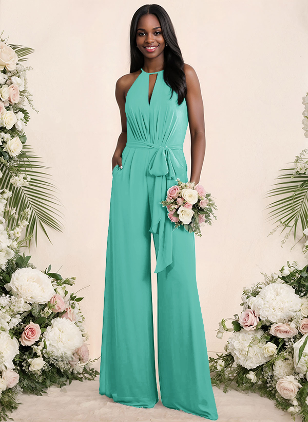 Jumpsuit/Pantsuit Elegant Bridesmaid Dresses With Sash, product image 50