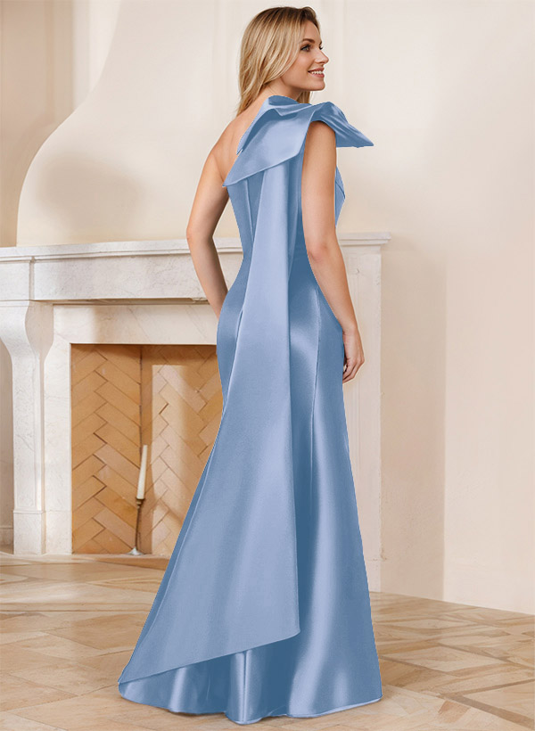 Trumpet/Mermaid One-Shoulder Sleeveless Satin Bridesmaid Dresses With Bow(s)