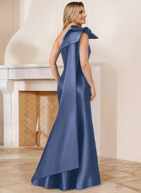 Trumpet/Mermaid One-Shoulder Sleeveless Satin Bridesmaid Dresses With Bow(s)