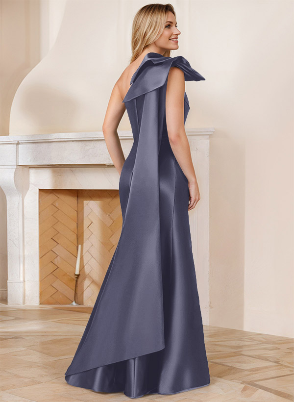 Trumpet/Mermaid One-Shoulder Sleeveless Satin Bridesmaid Dresses With Bow(s)