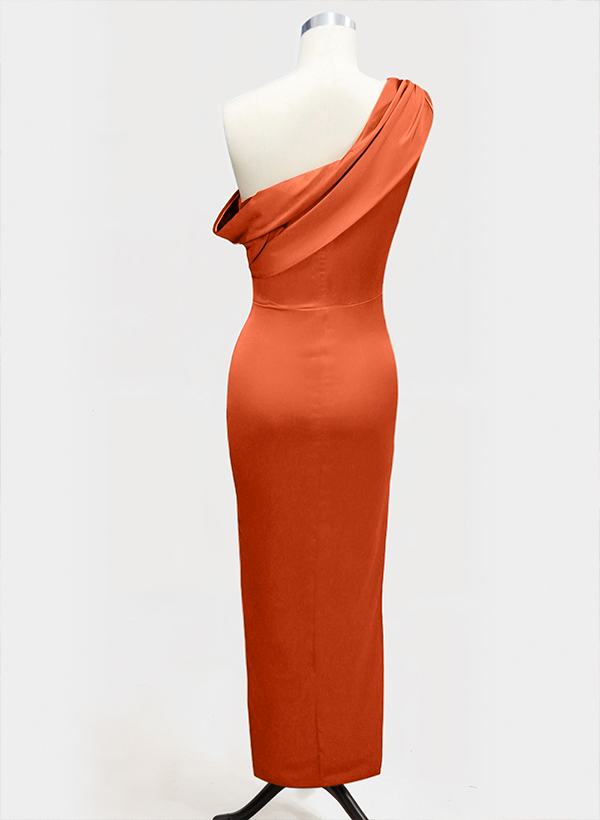 Sheath/Column Asymmetrical Sleeveless Floor-Length Bridesmaid Dresses, product image 3