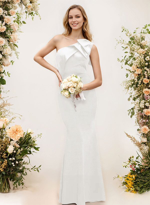 Trumpet/Mermaid One-Shoulder Elastic Satin Bridesmaid Dresses With Bow(s)