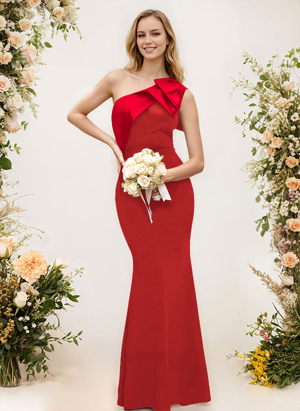 Trumpet/Mermaid One-Shoulder Elastic Satin Bridesmaid Dresses With Bow(s)