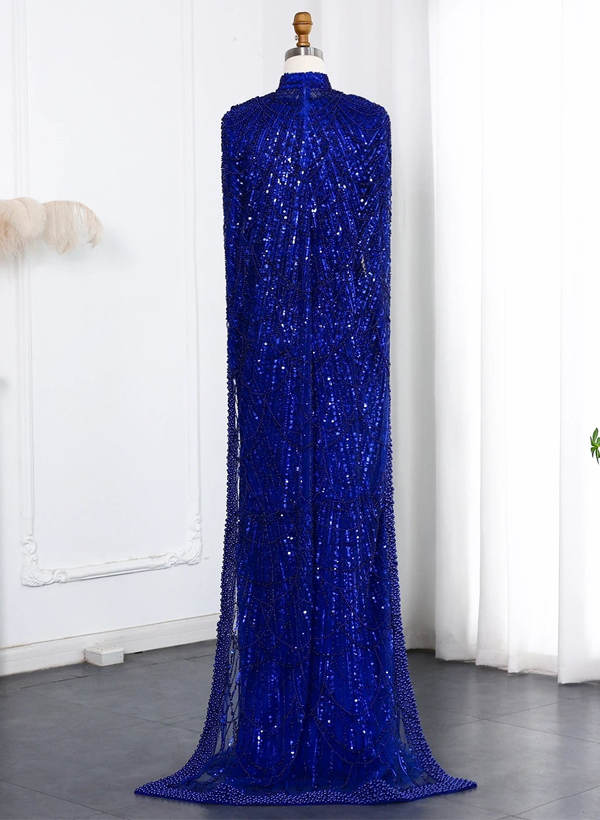 Sheath Column High Neck Long Sleeves Sweep Train Lace Satin Tulle Mother Of The Bride Dresses
