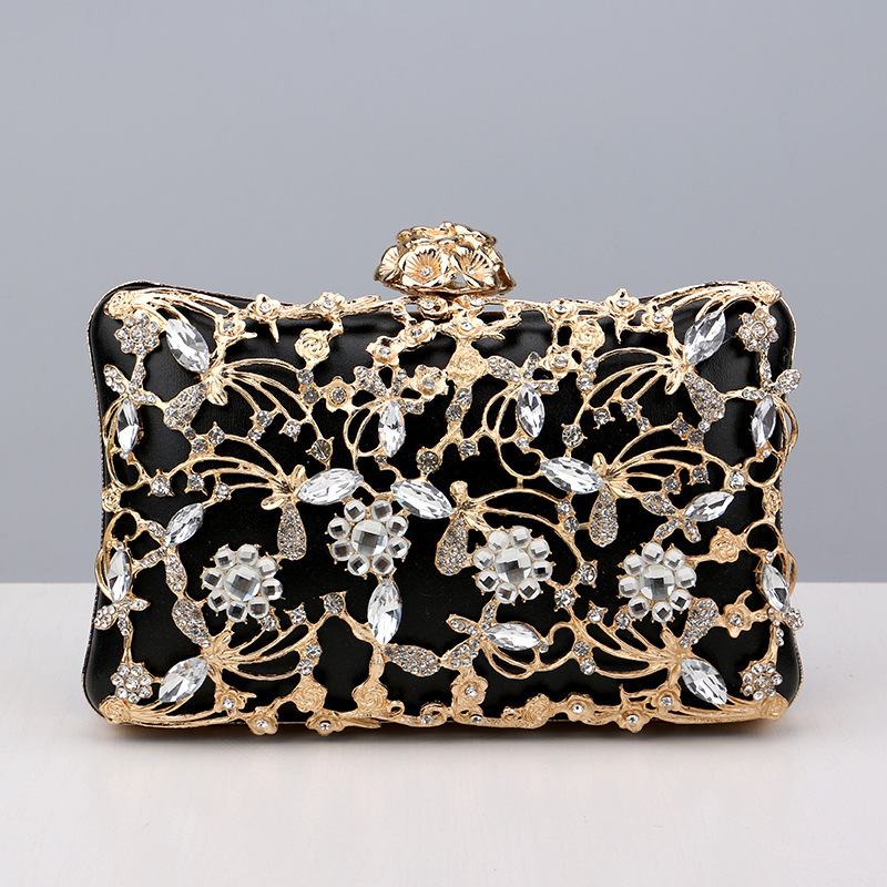 Crystal Rhinestone Flower PU Snap Closure Clutches & Bags For Event/Party/Wedding