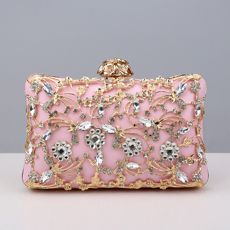 Crystal Rhinestone Flower PU Snap Closure Clutches & Bags For Event/Party/Wedding