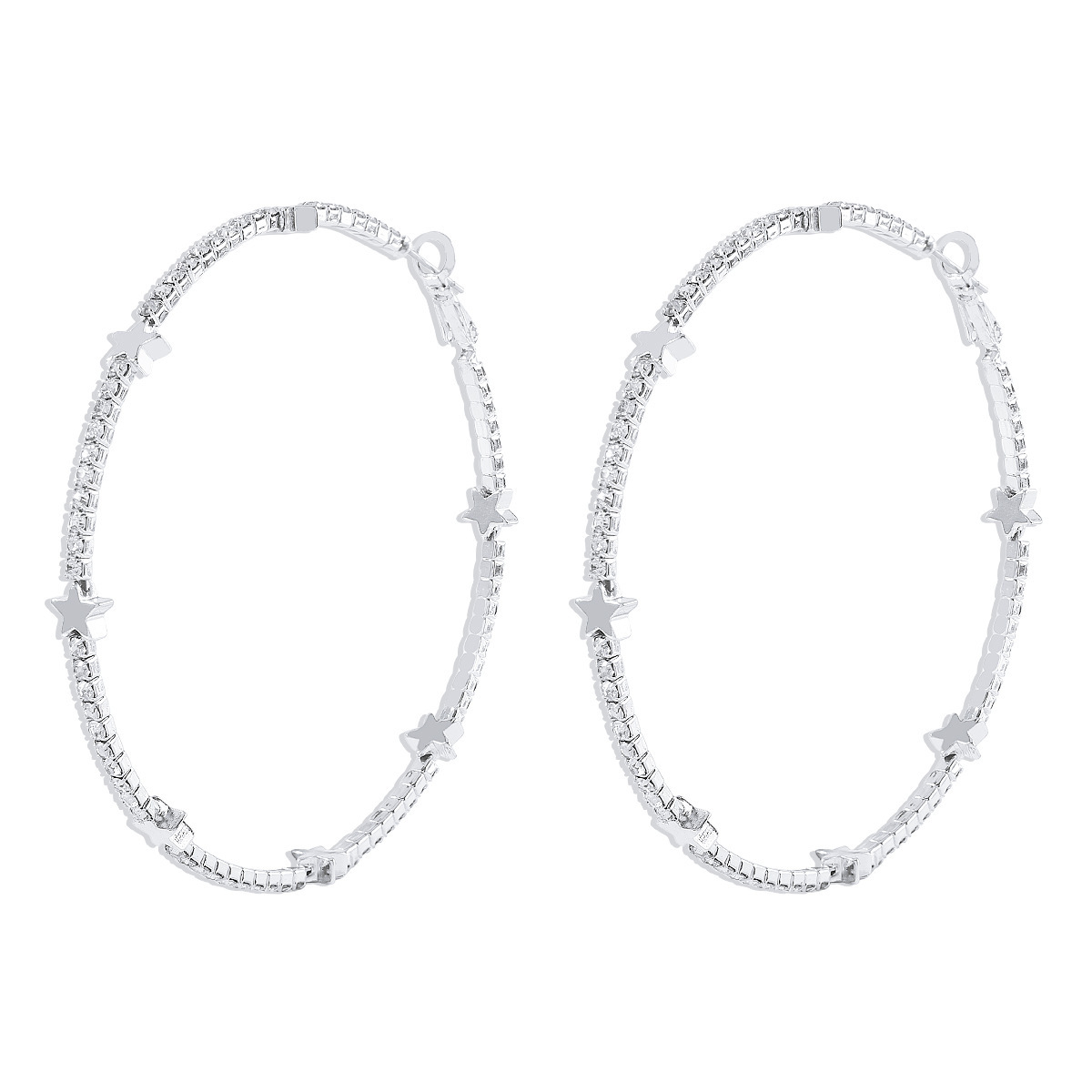 Exaggerated Glitter Star Hoop Earrings