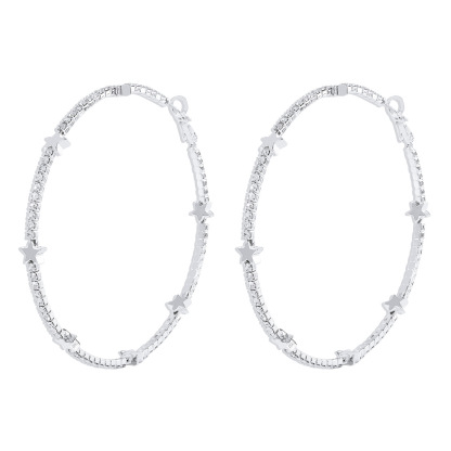 Exaggerated Glitter Star Hoop Earrings