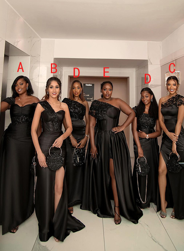 Sheath/Column Sleeveless Lace/Silk Like Satin Bridesmaid Dresses With Sequins, image 2