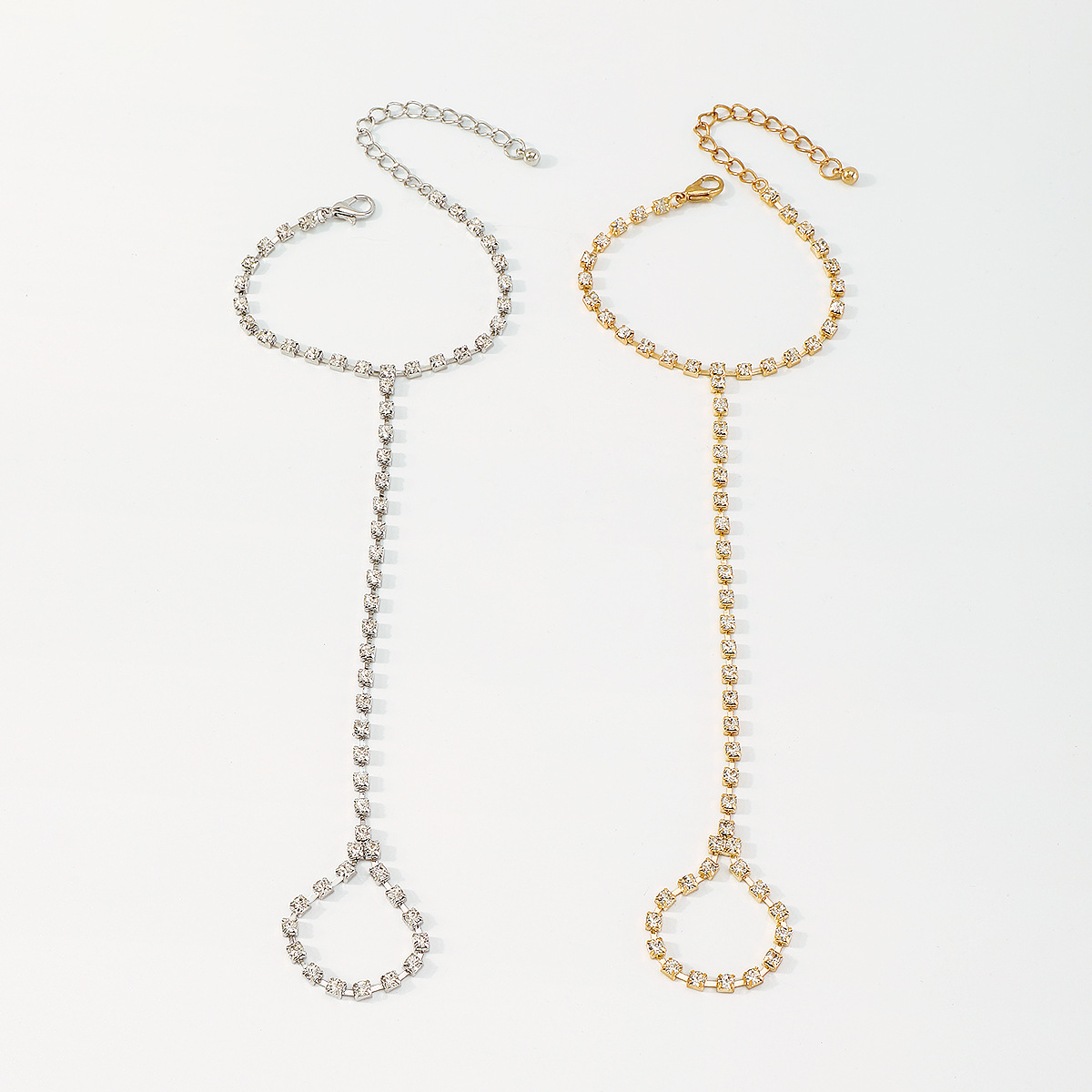 Simple Rhinestone Linking Finger Bracelet