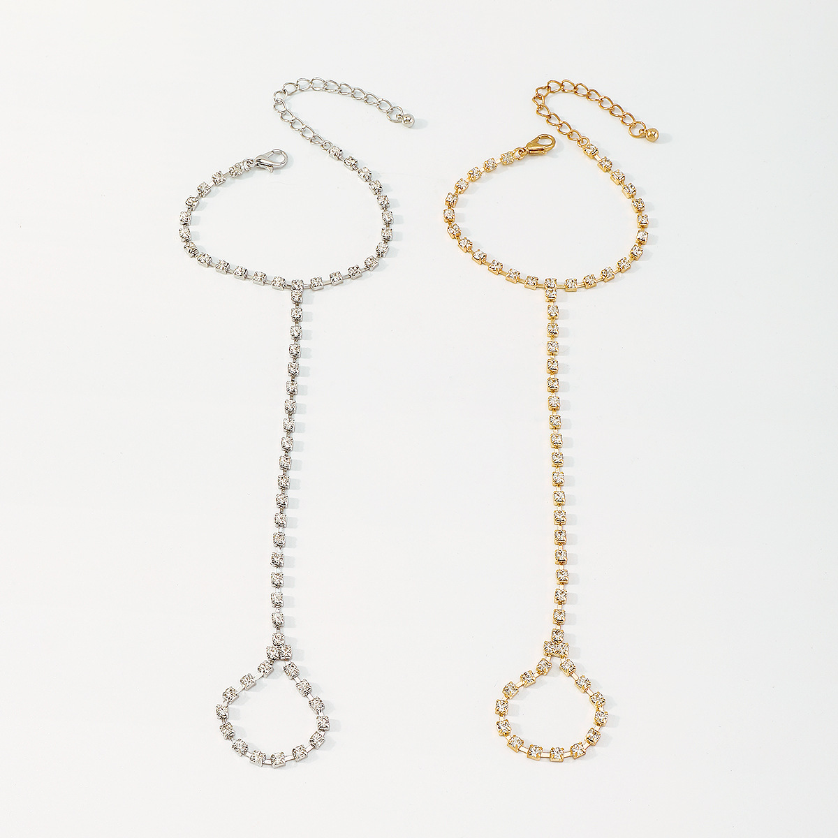 Simple Rhinestone Linking Finger Bracelet