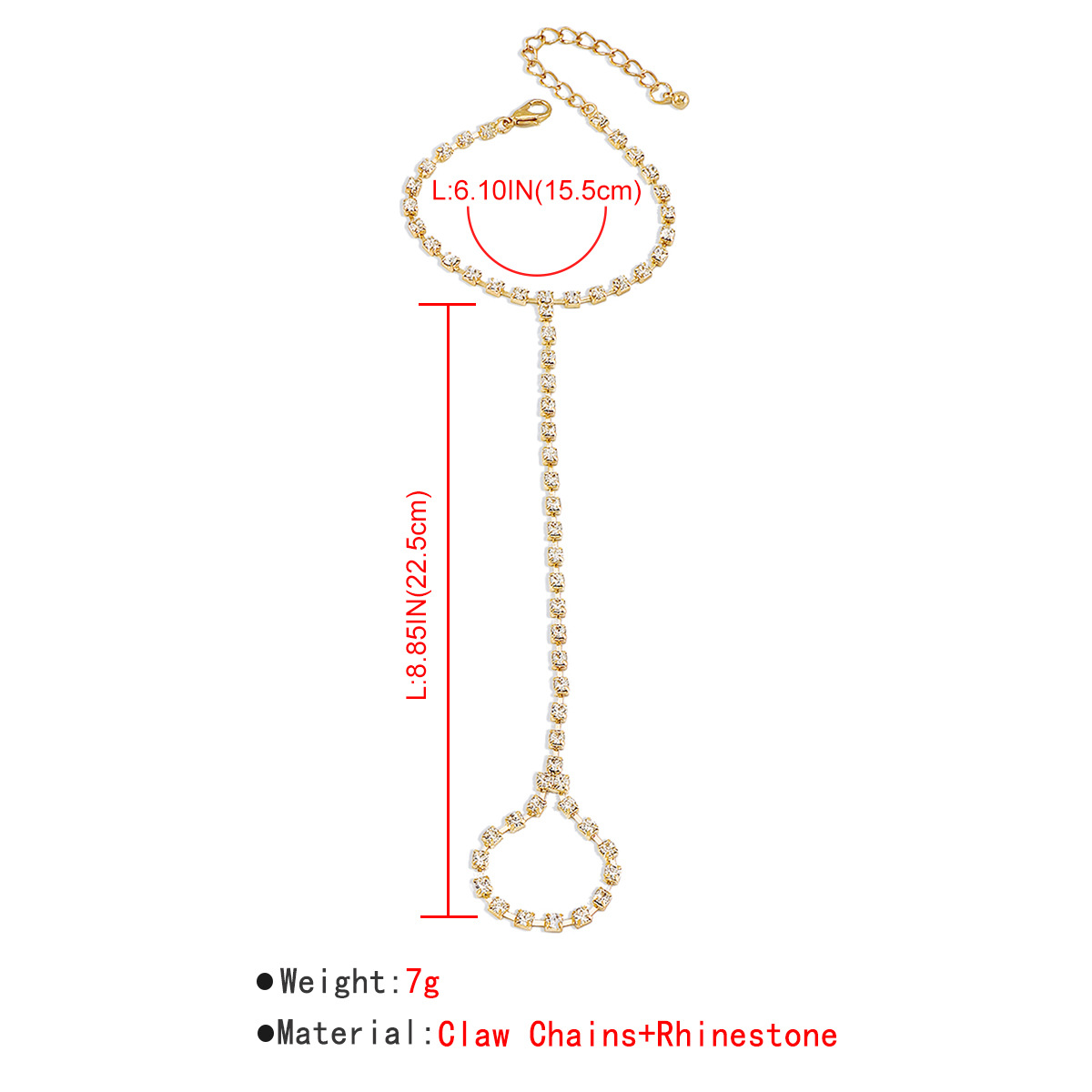 Simple Rhinestone Linking Finger Bracelet