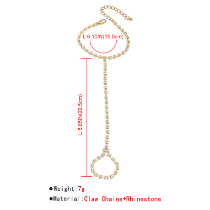 Simple Rhinestone Linking Finger Bracelet