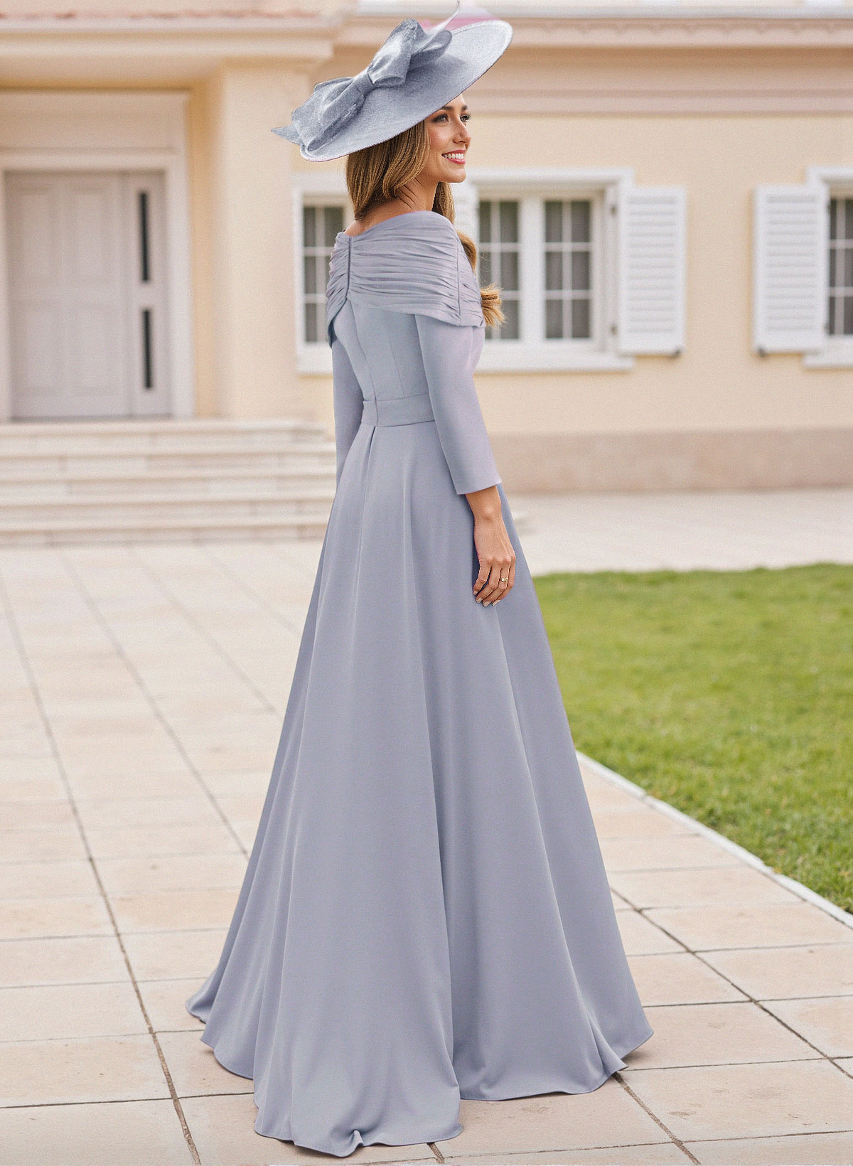 Jumpsuit/Pantsuit Off-The-Shoulder Elastic Satin Long Sleeves Mother of the Bride Dresses