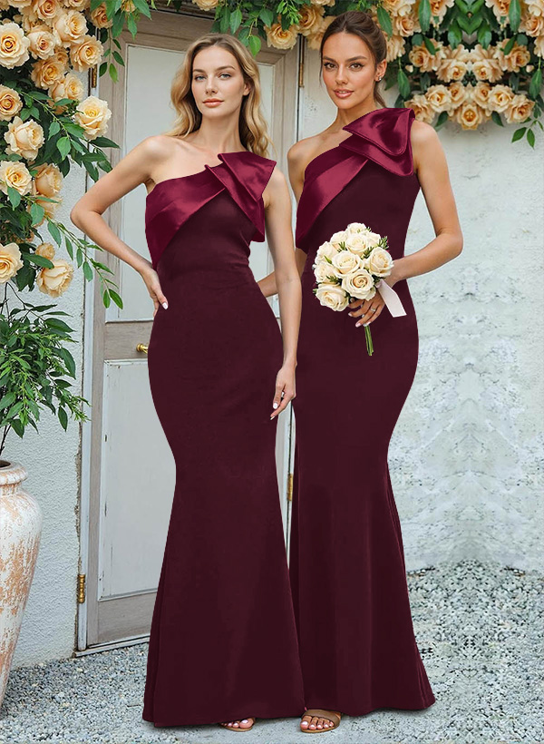 Trumpet/Mermaid One-Shoulder Elastic Satin Bridesmaid Dresses With Bow(s)