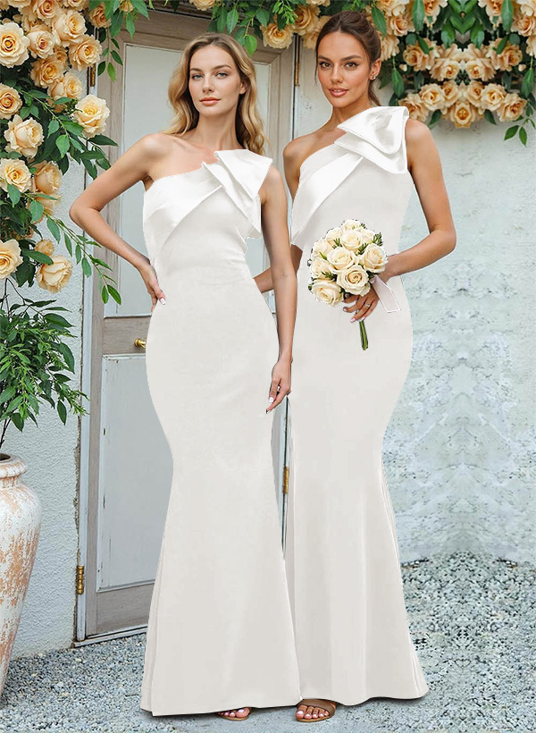Trumpet/Mermaid One-Shoulder Elastic Satin Bridesmaid Dresses With Bow(s)