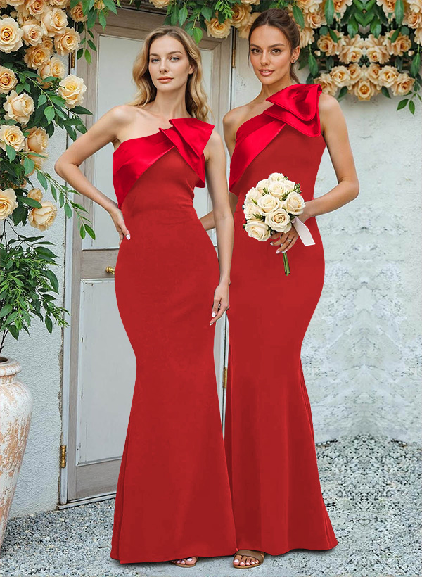 Trumpet/Mermaid One-Shoulder Elastic Satin Bridesmaid Dresses With Bow(s)