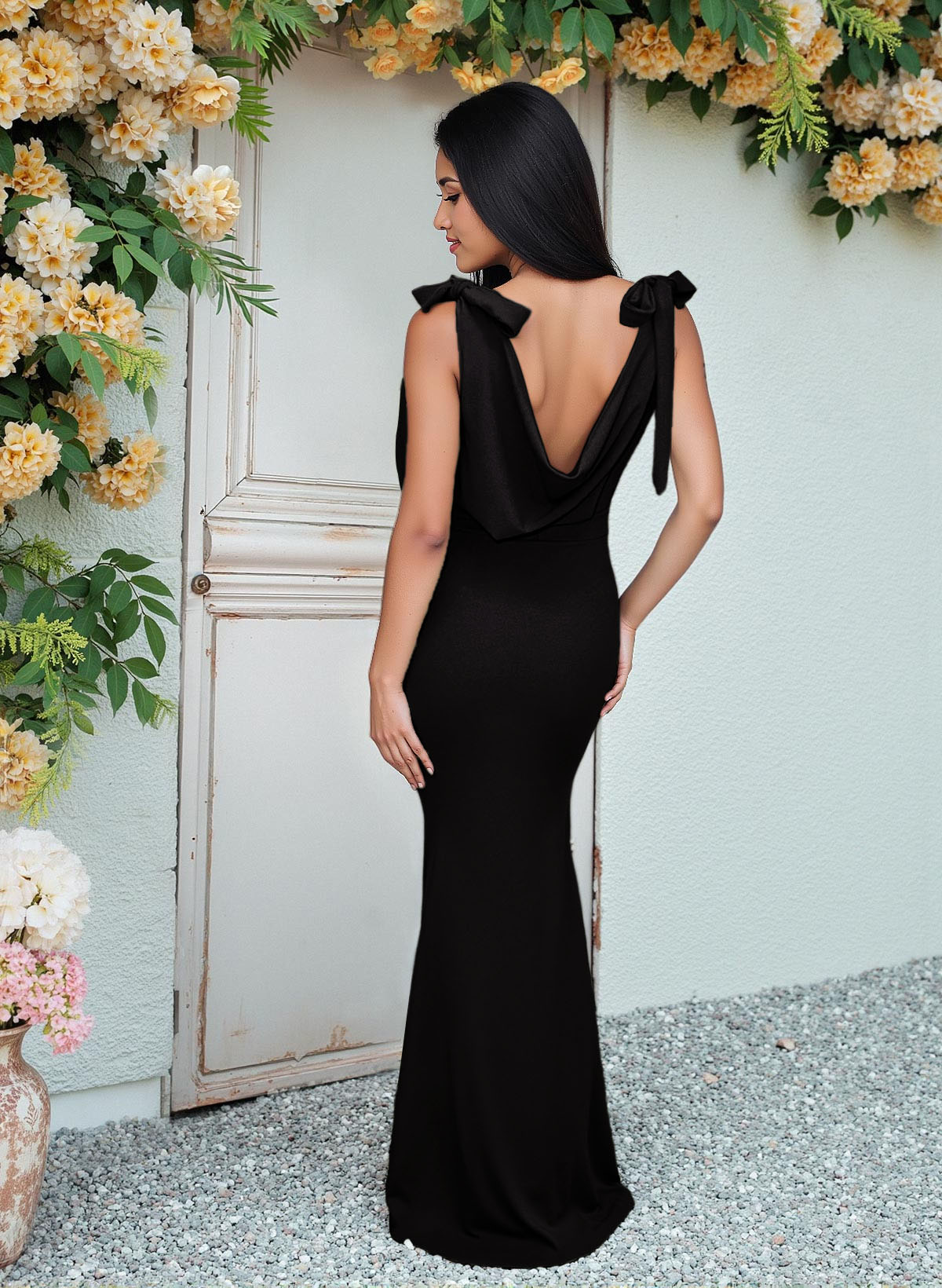 Cowl Neck Sleeveless Floor-Length Bridesmaid Dresses, image 4