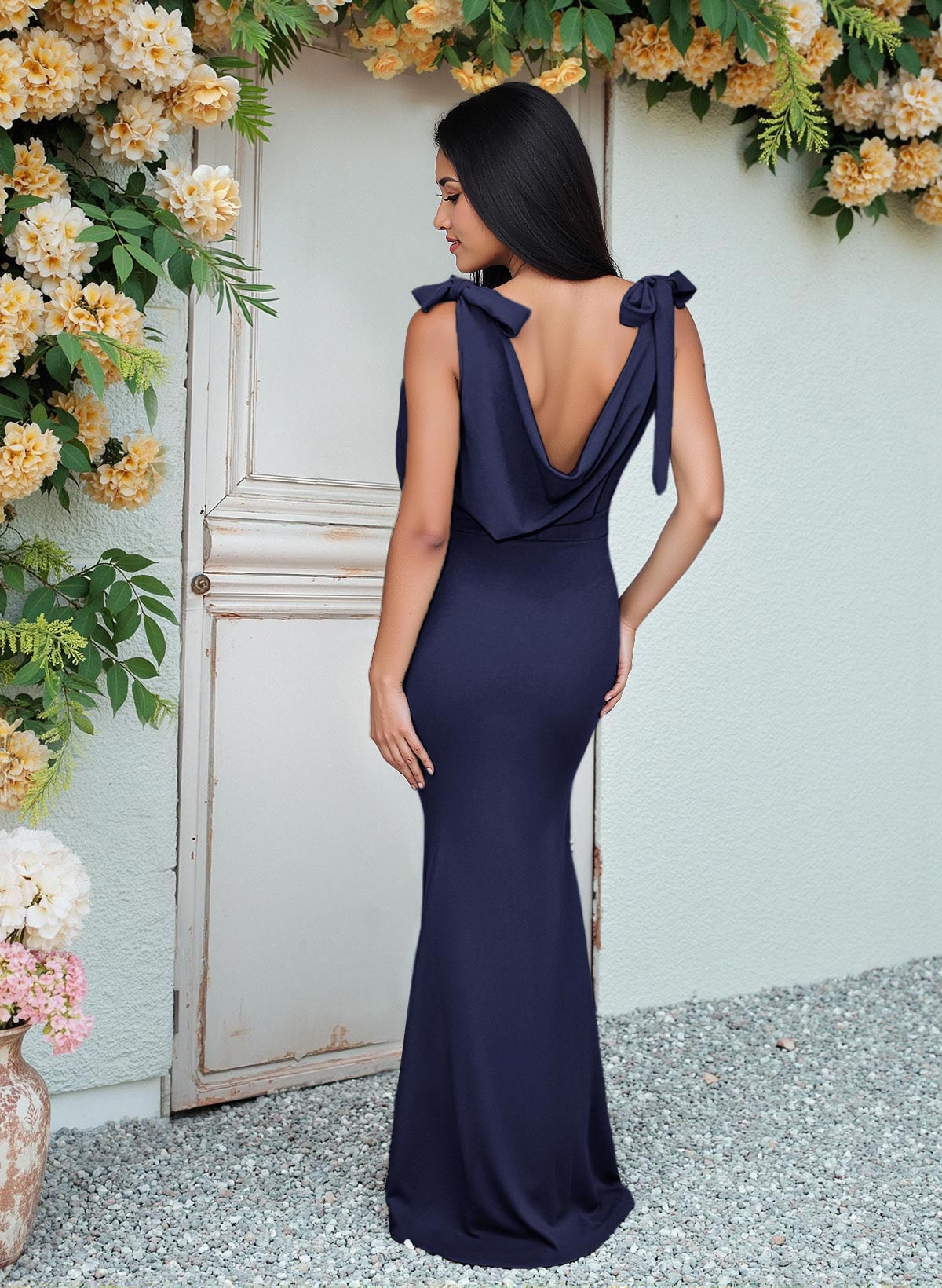 Cowl Neck Sleeveless Floor-Length Bridesmaid Dresses, image 10