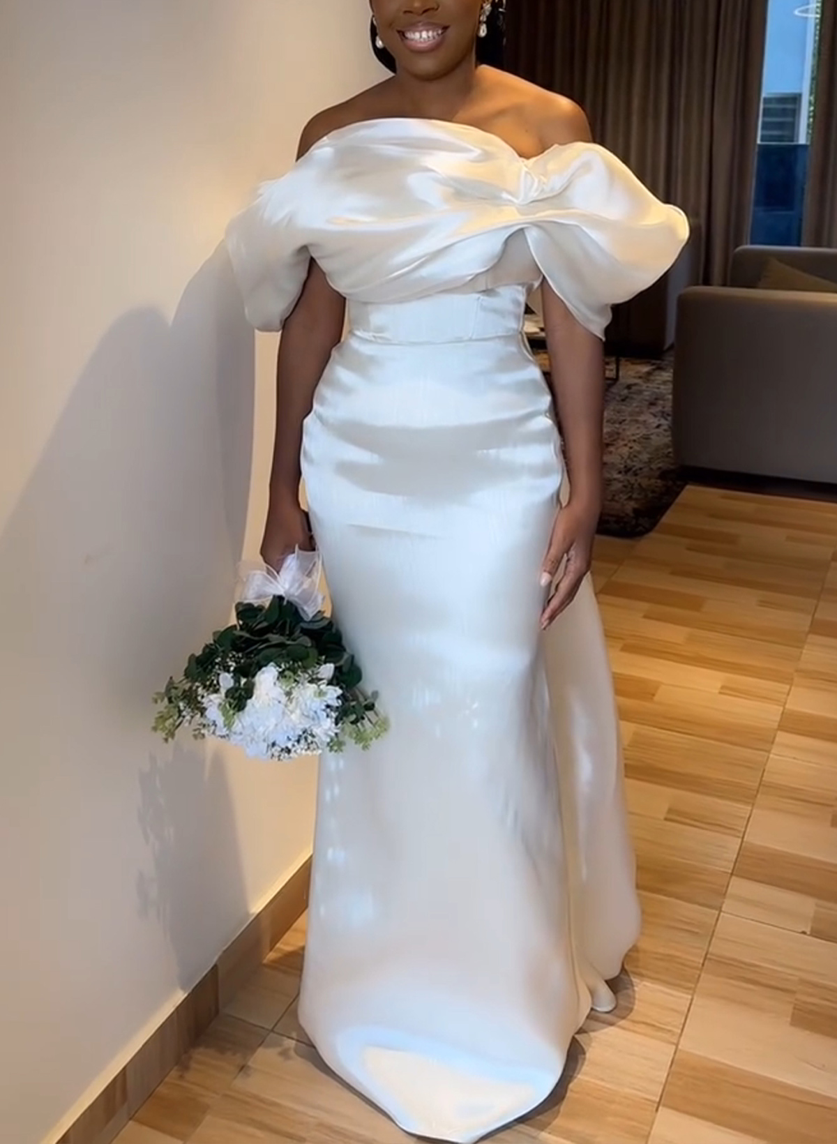 Trumpet/Mermaid Off-The-Shoulder Sleeveless Floor-Length Wedding Dresses, image 1