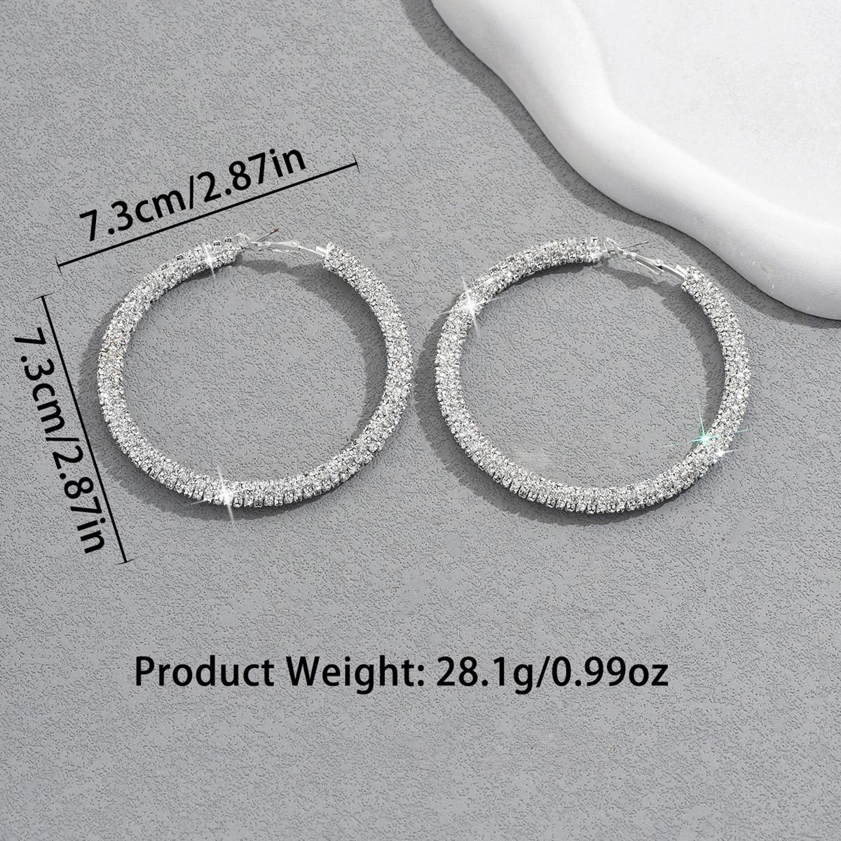 Simple Delicate Full Rhinestone Hoop Earrings