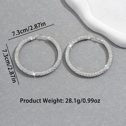 Simple Delicate Full Rhinestone Hoop Earrings
