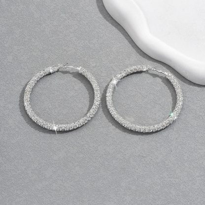 Simple Delicate Full Rhinestone Hoop Earrings