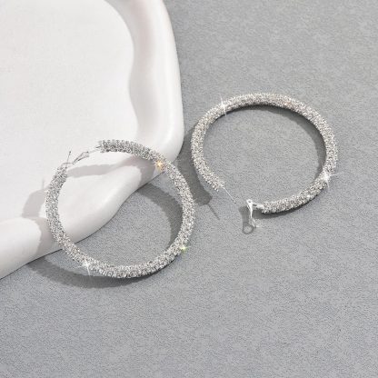 Simple Delicate Full Rhinestone Hoop Earrings