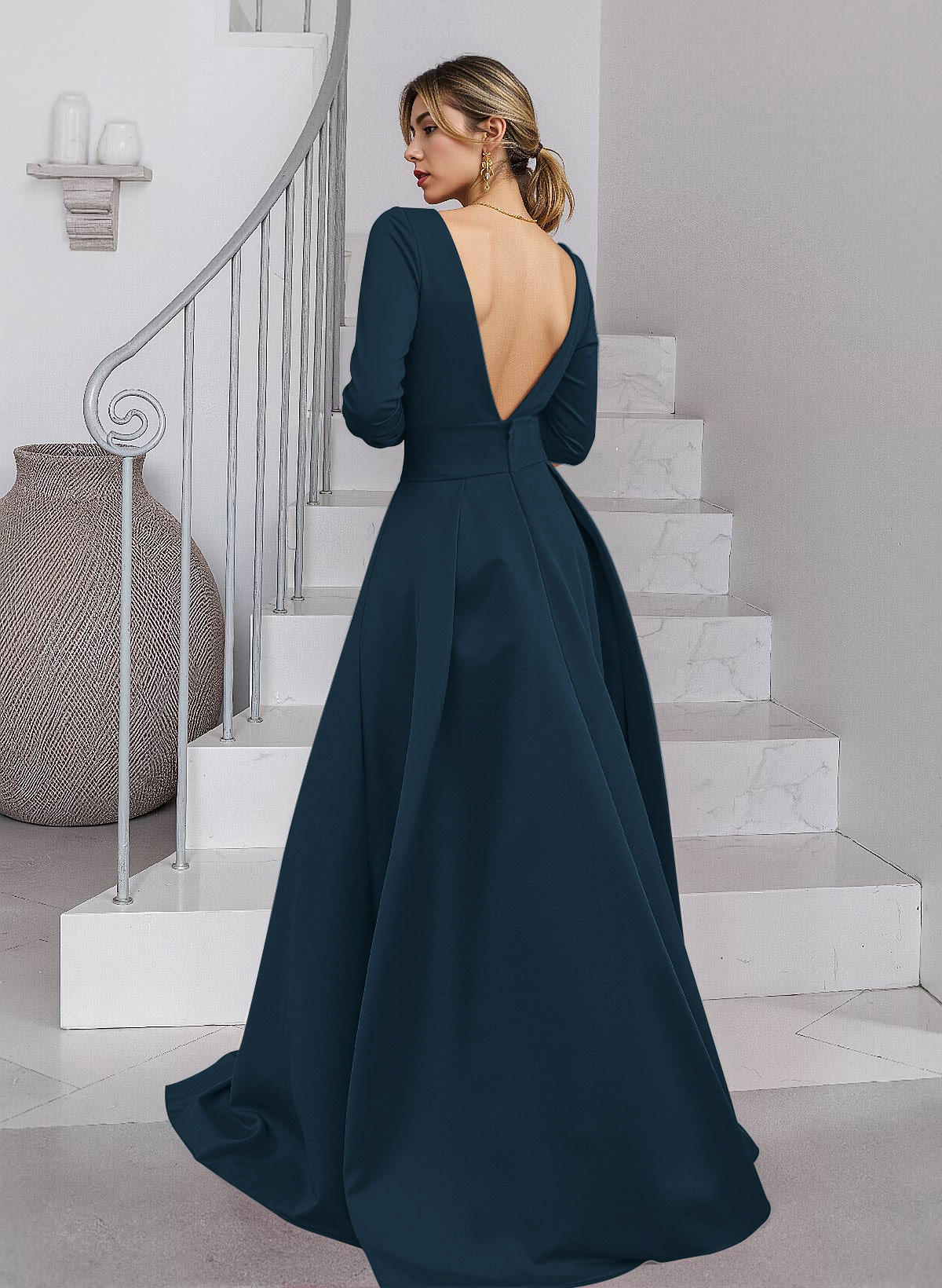 Unique V-Neck Overskirt Ankle-Length Crepe Chiffon Mother Of The Bride Dresses