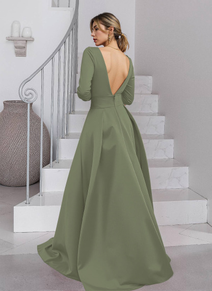 Unique V-Neck Overskirt Ankle-Length Crepe Chiffon Mother Of The Bride Dresses