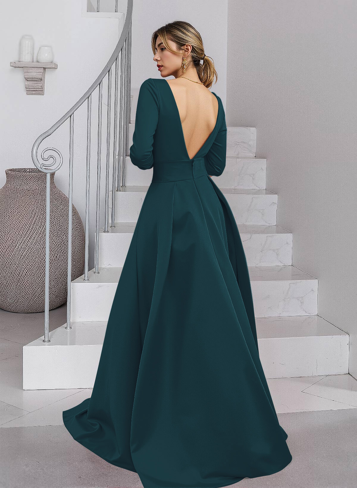 Unique V-Neck Overskirt Ankle-Length Crepe Chiffon Mother Of The Bride Dresses