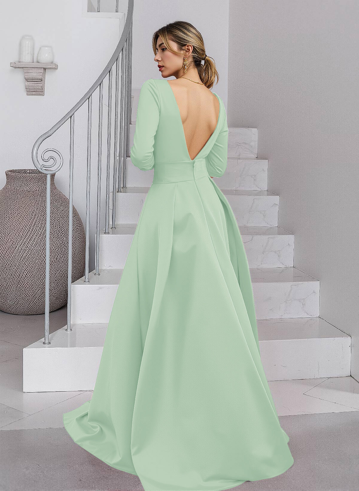 Unique V-Neck Overskirt Ankle-Length Crepe Chiffon Mother Of The Bride Dresses