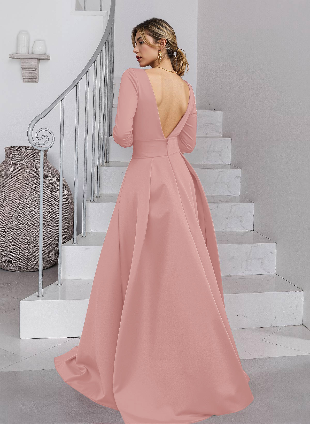 Unique V-Neck Overskirt Ankle-Length Crepe Chiffon Mother Of The Bride Dresses