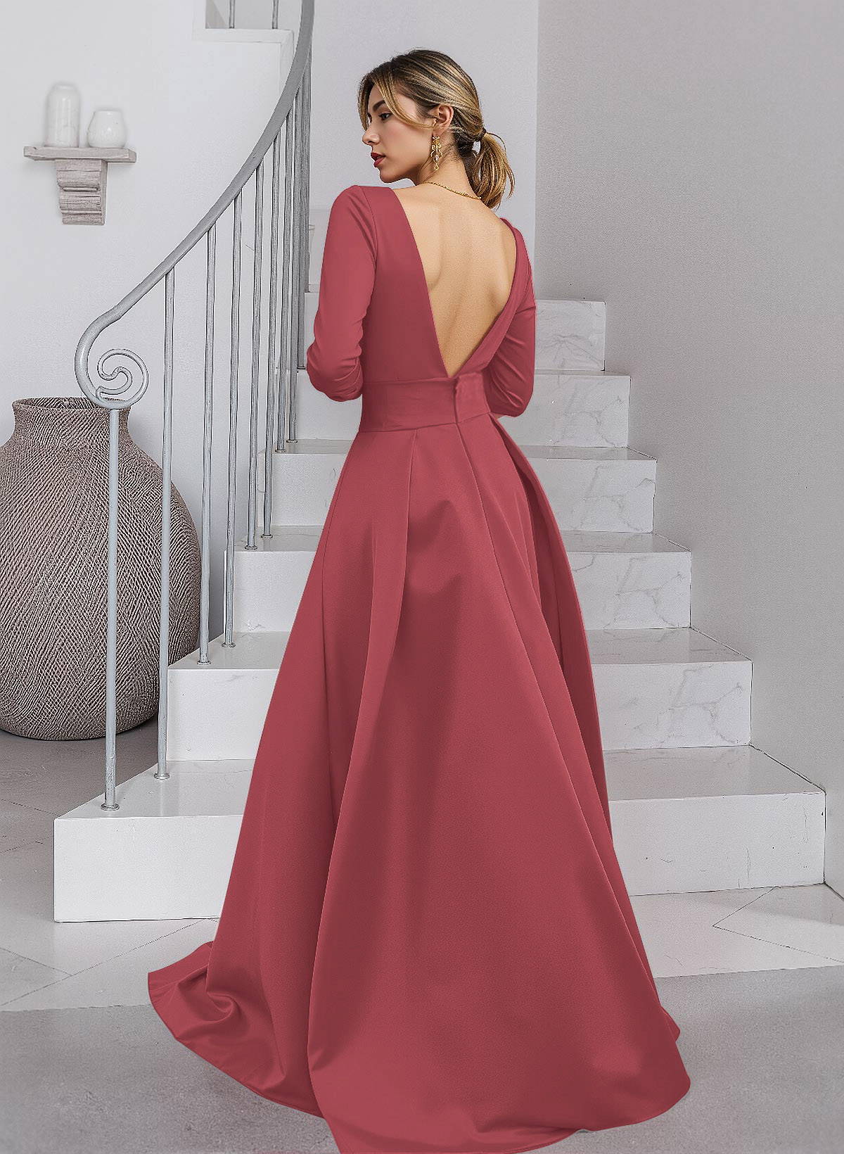 Unique V-Neck Overskirt Ankle-Length Crepe Chiffon Mother Of The Bride Dresses