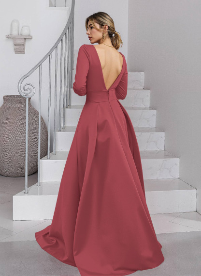 Unique V-Neck Overskirt Ankle-Length Crepe Chiffon Mother Of The Bride Dresses