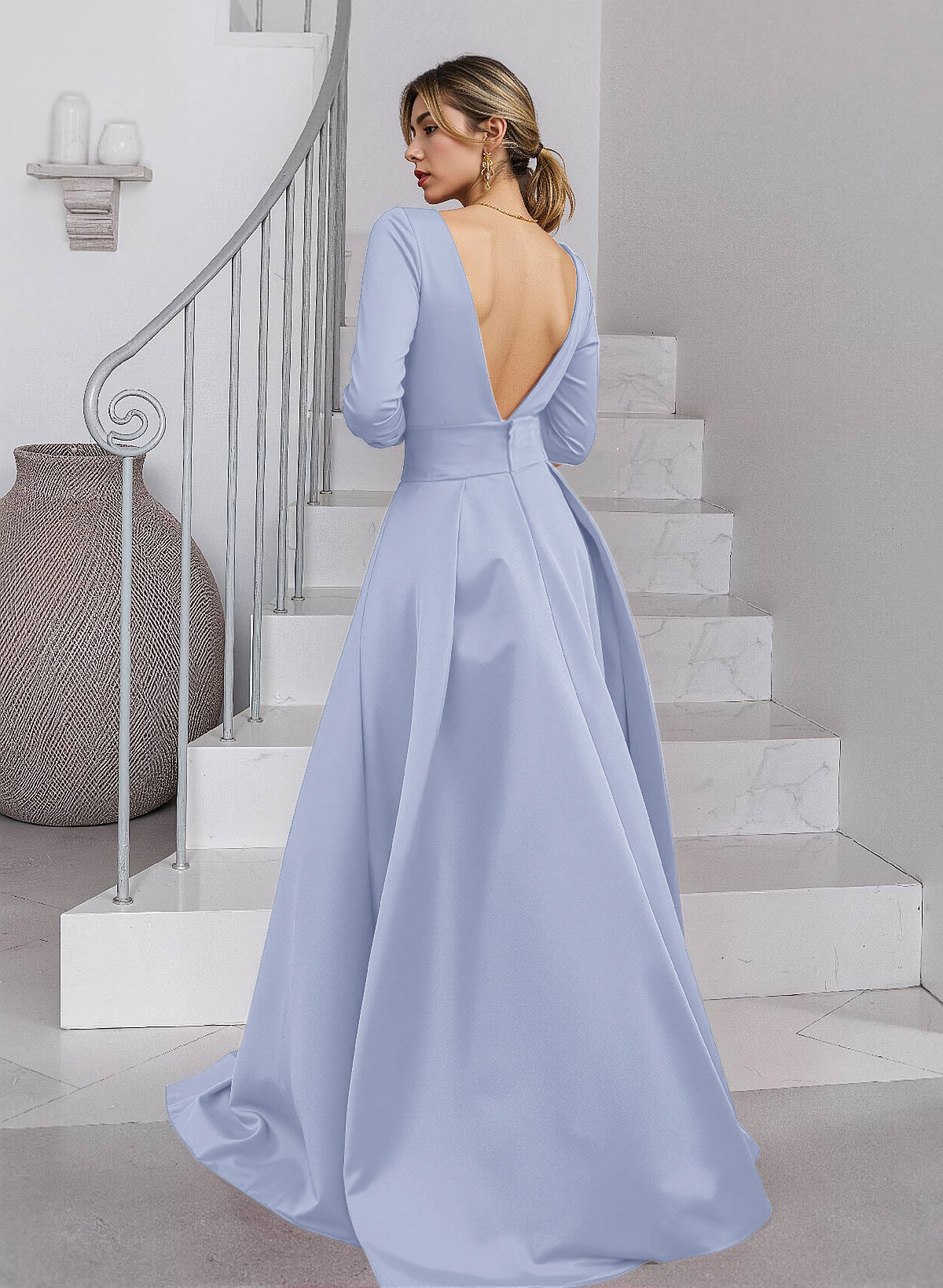 Unique V-Neck Overskirt Ankle-Length Crepe Chiffon Mother Of The Bride Dresses