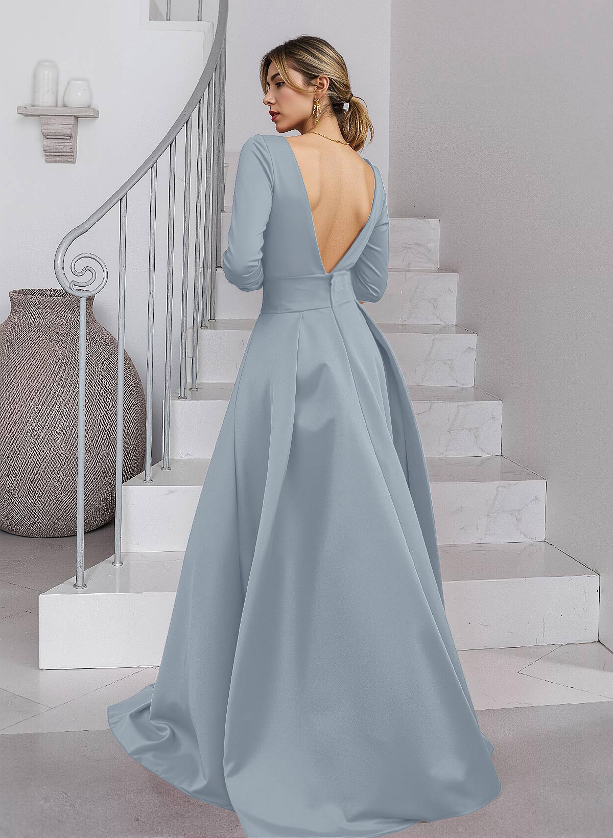 Unique V-Neck Overskirt Ankle-Length Crepe Chiffon Mother Of The Bride Dresses