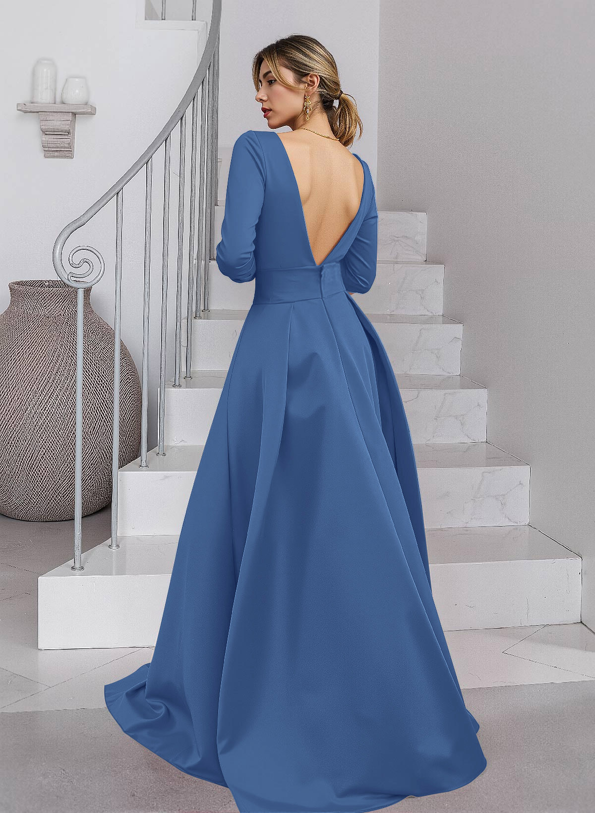 Unique V-Neck Overskirt Ankle-Length Crepe Chiffon Mother Of The Bride Dresses