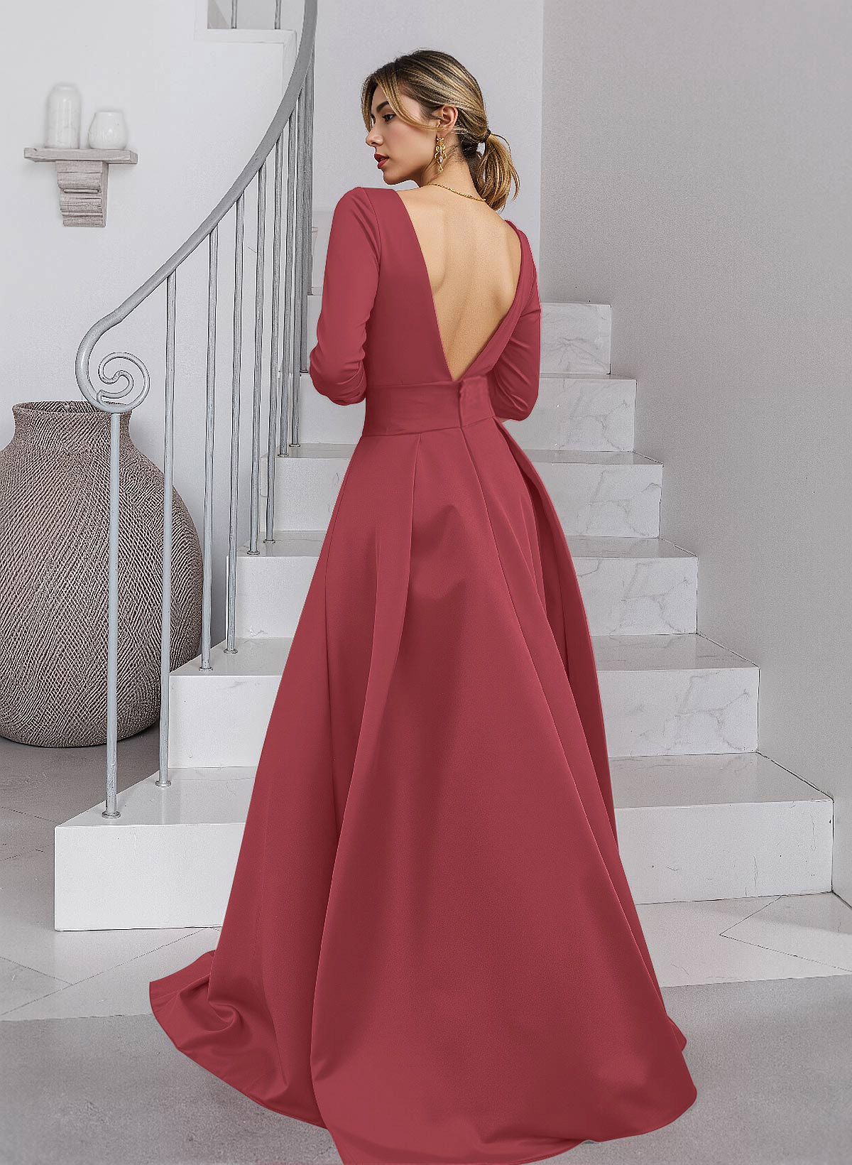 Unique V-Neck Overskirt Ankle-Length Crepe Chiffon Mother Of The Bride Dresses