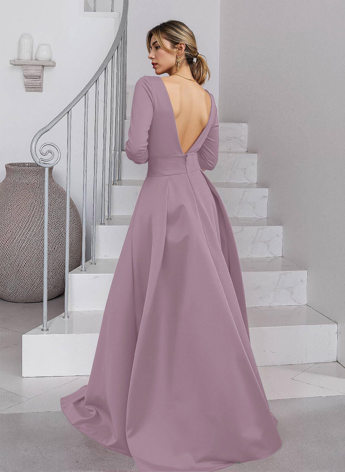 Unique V-Neck Overskirt Ankle-Length Crepe Chiffon Mother Of The Bride Dresses