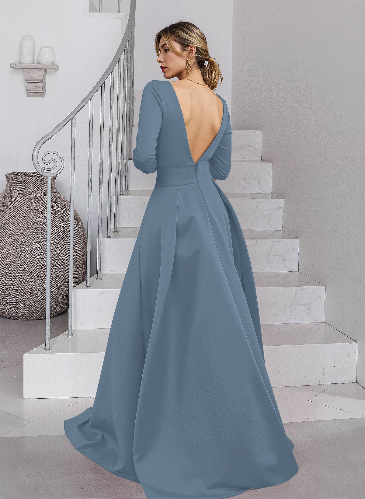 Unique V-Neck Overskirt Ankle-Length Crepe Chiffon Mother Of The Bride Dresses