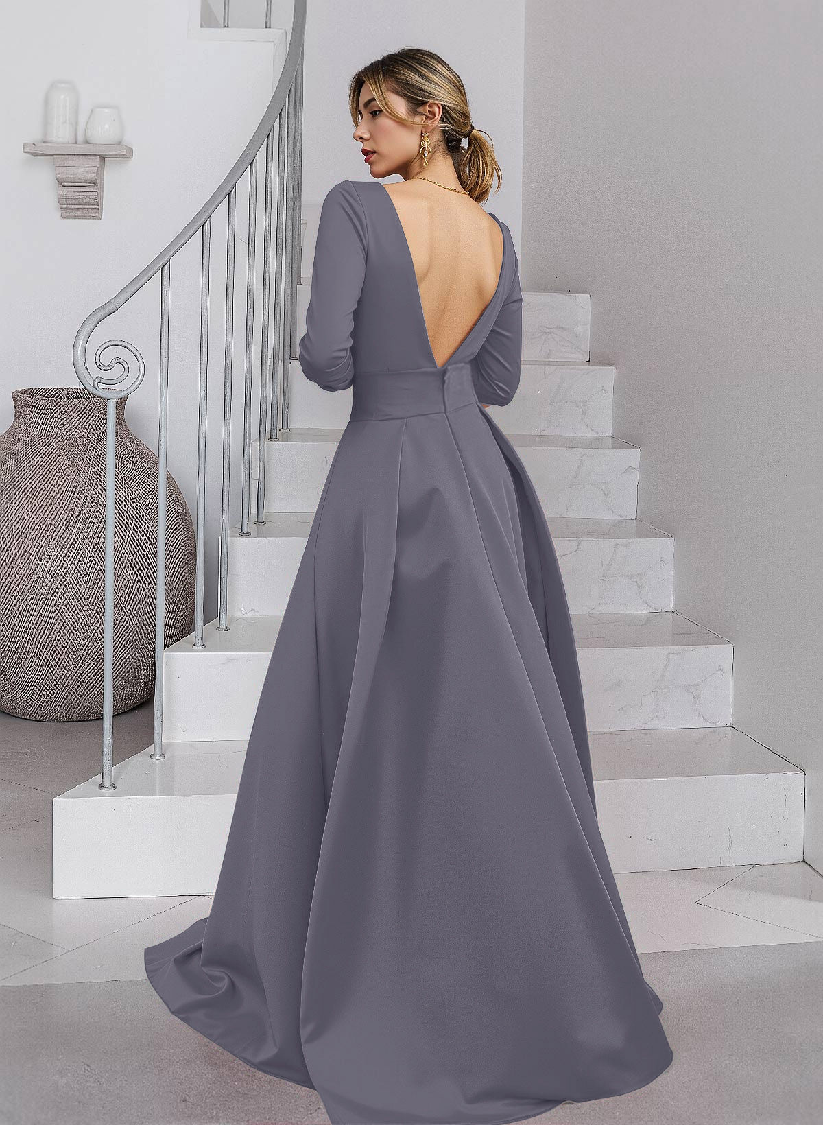 Unique V-Neck Overskirt Ankle-Length Crepe Chiffon Mother Of The Bride Dresses