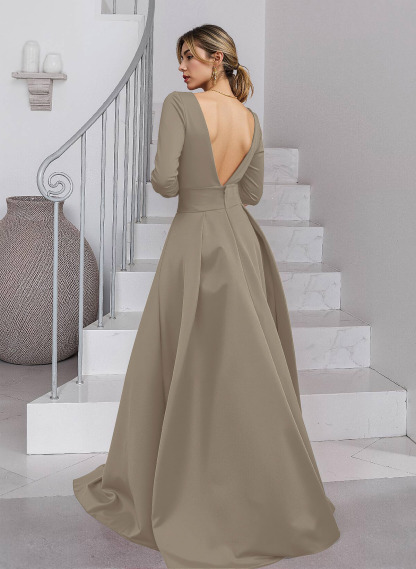 Unique V-Neck Overskirt Ankle-Length Crepe Chiffon Mother Of The Bride Dresses