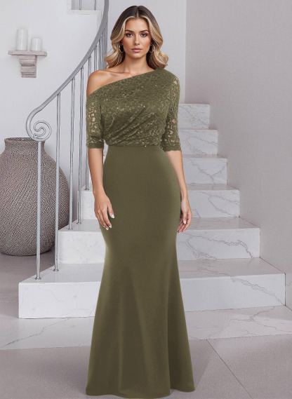 Trumpet/Mermaid Elastic Satin Mother Of The Bride Dresses With Sequins/Lace