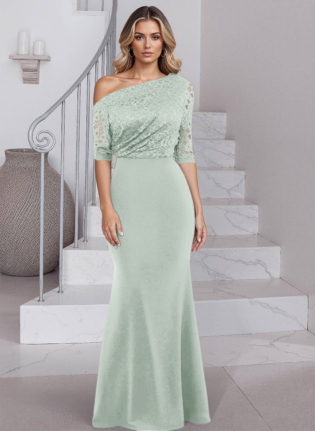 Trumpet/Mermaid Elastic Satin Mother Of The Bride Dresses With Sequins/Lace