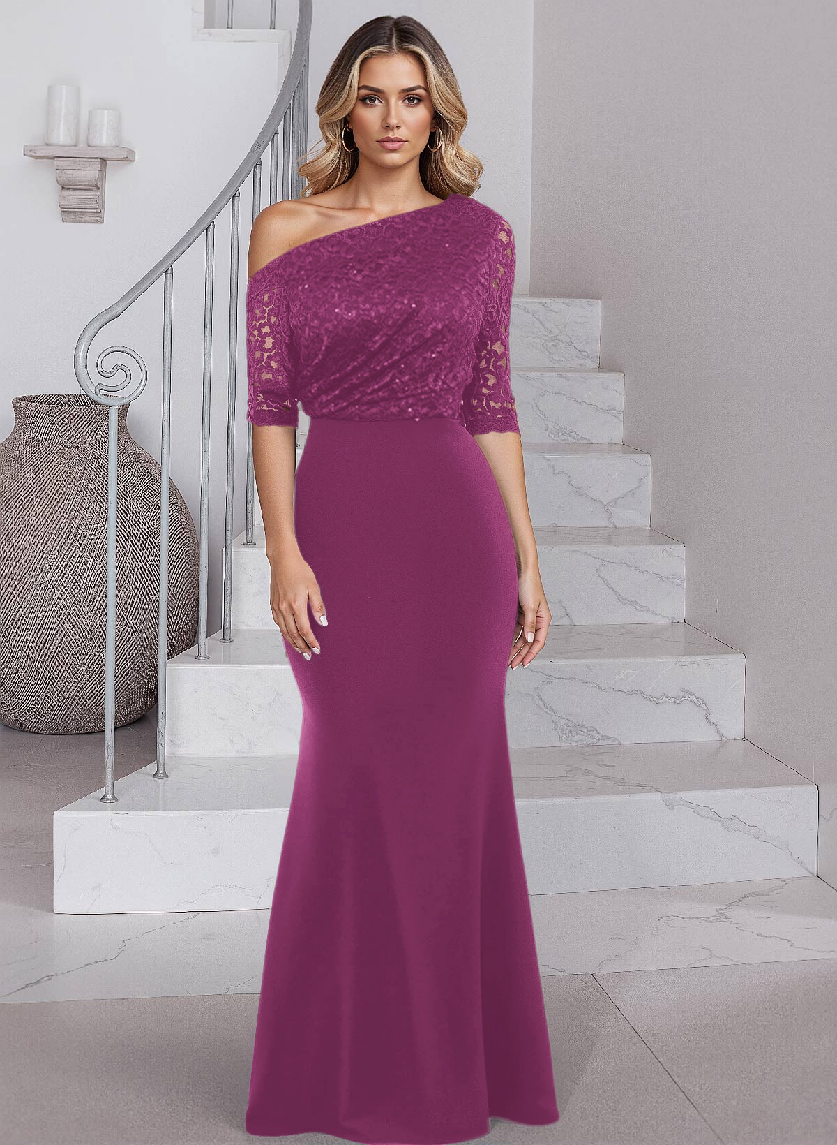 Trumpet/Mermaid Elastic Satin Mother Of The Bride Dresses With Sequins/Lace