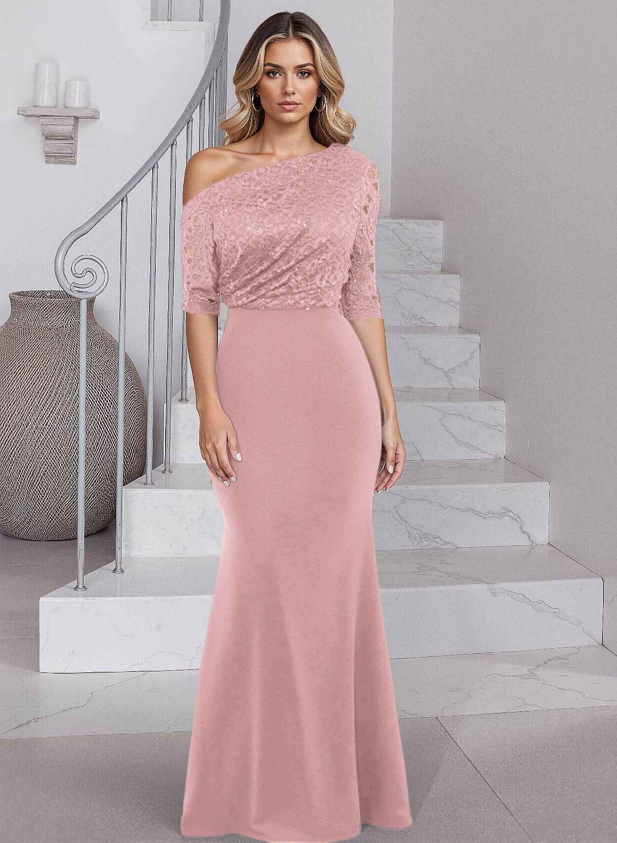 Trumpet/Mermaid Elastic Satin Mother Of The Bride Dresses With Sequins/Lace