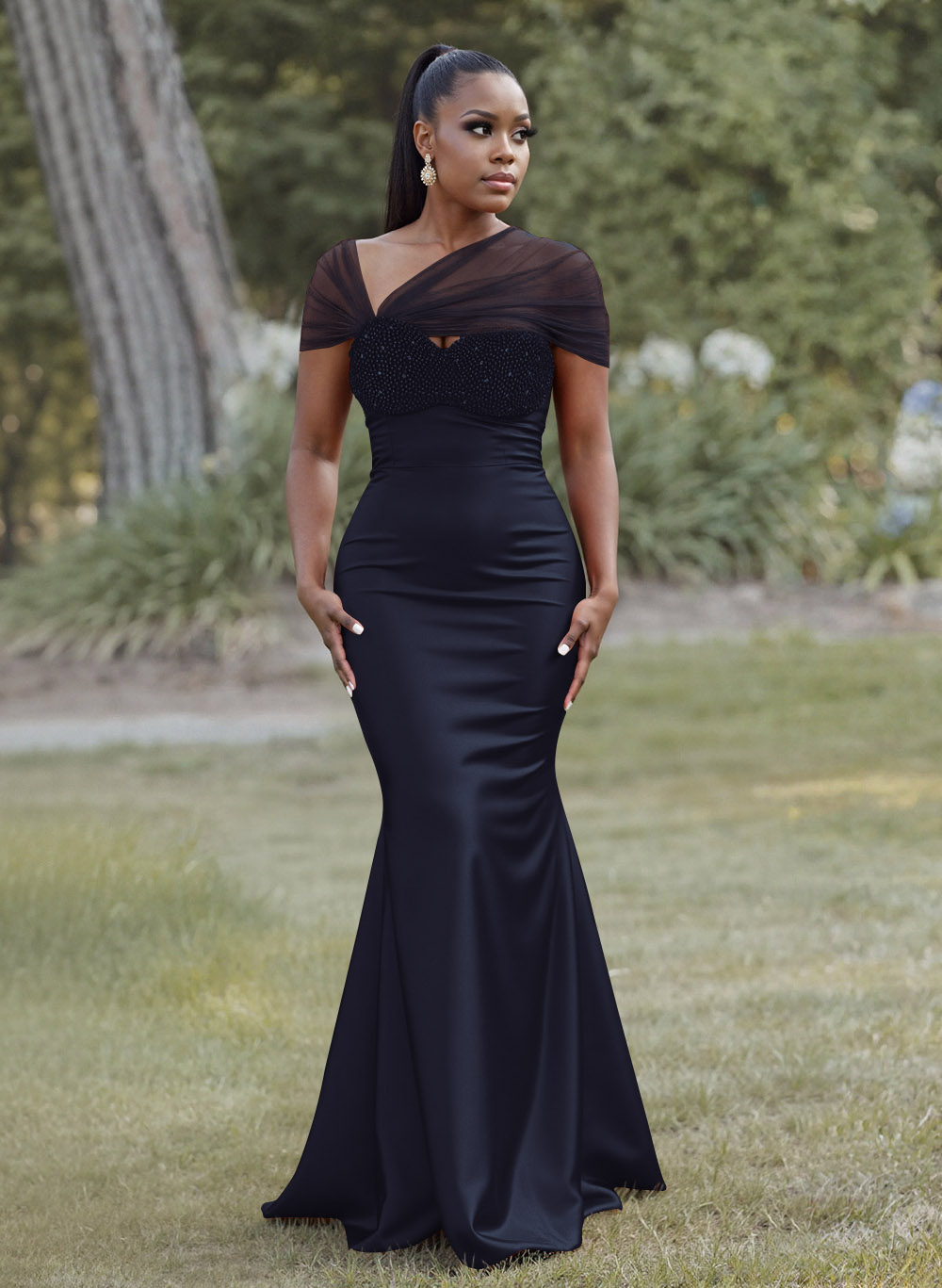 Elegant Trumpet/Mermaid Sweetheart Floor-Length Charmeuse Bridesmaid Dresses With Beading, product image 13